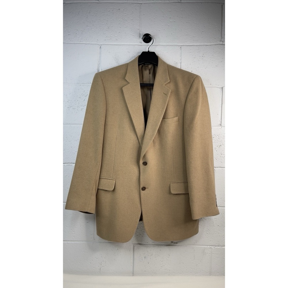 Jos A Bank 100% Camel Hair Overcoat 44L Tan Mens Coat Button Front Lined